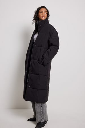 Black Lange, gefütterte Jacke mit Karomuster