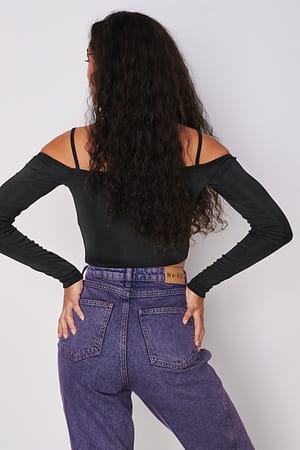 Black Strap Detail Shoulder Top