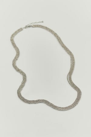 Silver Cadena múltiple para la cintura con detalle de brillantes
