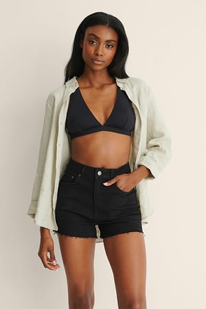 Black Ekologiska denimshorts med stretch