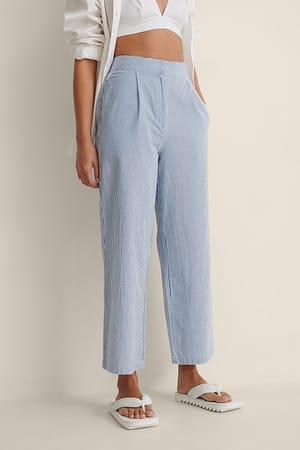 Blue/White Stripe Striped Wide Pants