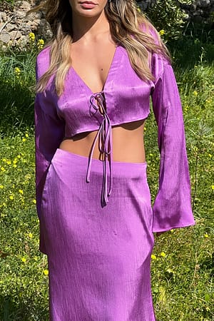 Purple Strukturierter Maxi-Satinrock