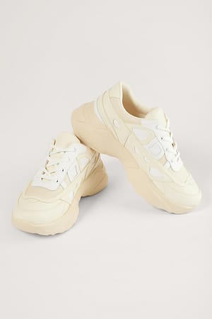 White/Cream Structured Upper Sneakers