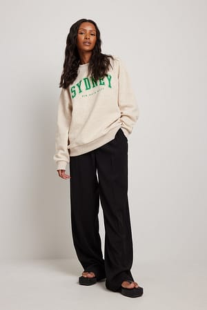 Beige Melange Sweatshirt med Sydney tryk