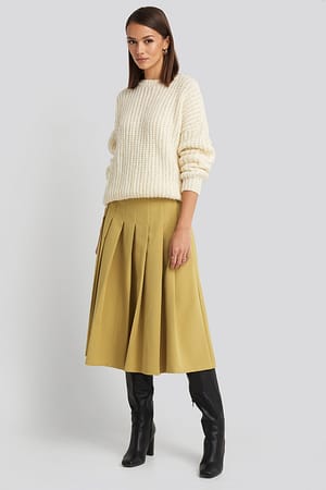 Tailored Pleated Midi Skirt