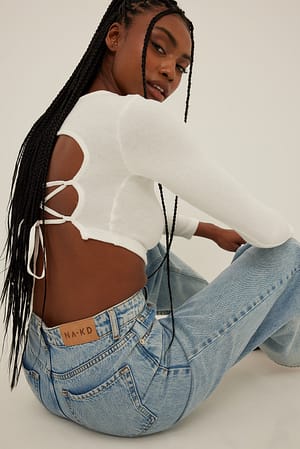 Offwhite Terry Open Back Top