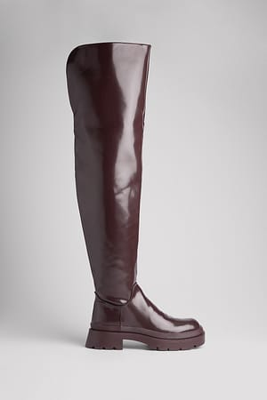 Brown Botas altas de tacón grueso