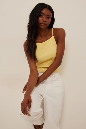 Yellow Thin Strap High Neck Singlet