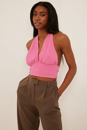 Pink Haut dos nu noué à l’arrière recyclé