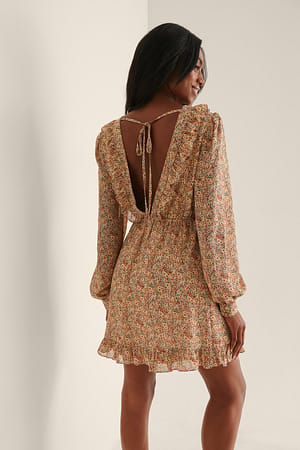 Vintage Flower Durchscheinendes Kleid Mit Schnürung Am Rücken