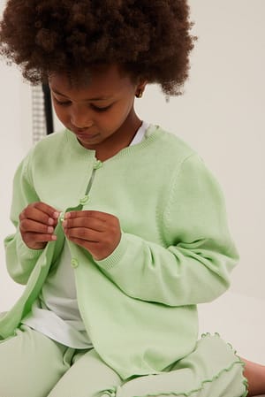Light Green Cardigan med knytdetalj