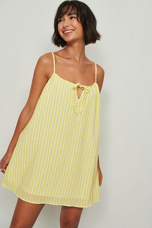 Yellow Check Robe nouée devant