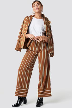 Tie Waist Striped Wide Pants