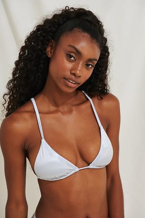 Dusty Blue Trekantet Bikinitop Med Detalje