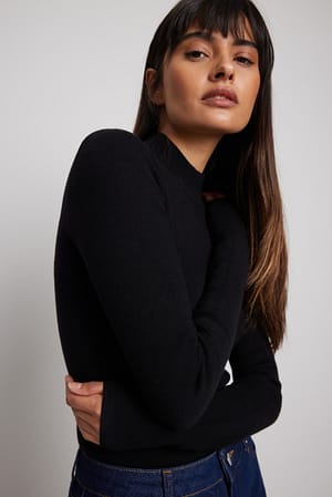 Black Turtle Neck Long Sleeve Top