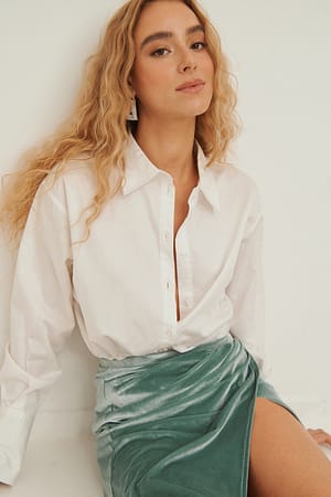 Blue Twist Detail Velvet Skirt