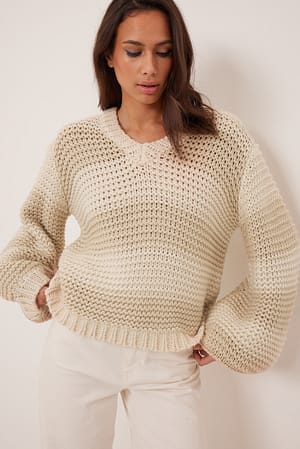 Stripe Genser med V-hals