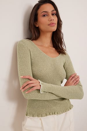 Dusty Green Stickad topp