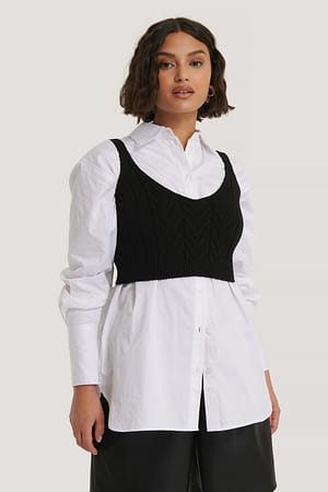 Black Ribbestrikket Singlet
