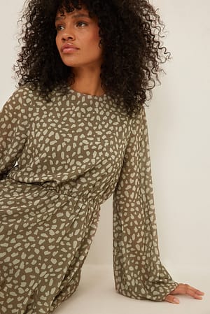 Beige Dot Volume Skirt Mini Dress
