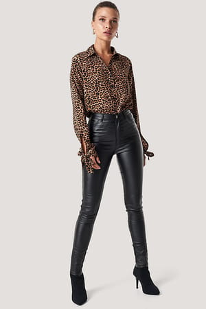 Waxed High Waist Trousers