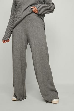 Grey Melange Vida stickade byxor
