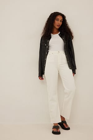 Offwhite Vaqueros cropped con pierna ancha
