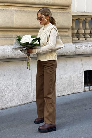 Brown Wide Leg Denim