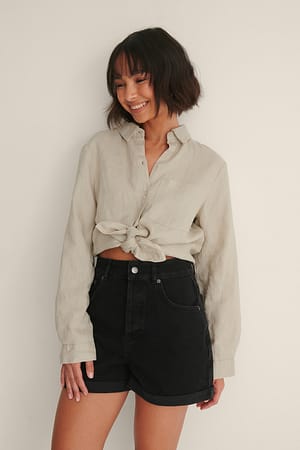 Washed Black Short en jean ample biologique