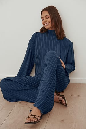 Navy Blue Plisserte bukser