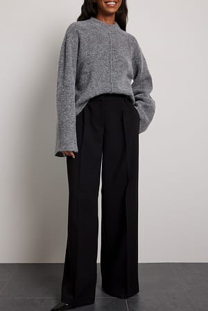 Black Wide Leg Suit Pants