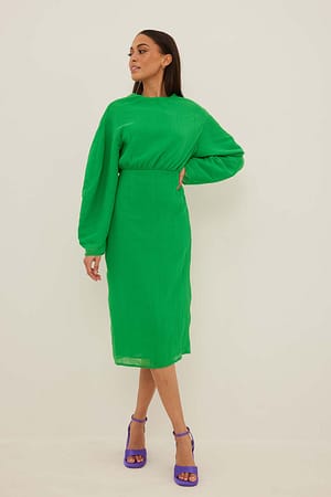 Green Midiklänning med vida ärmar