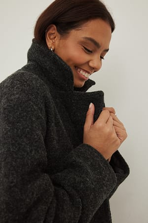 Dropped-Shoulder-Mantel aus Wollmischung