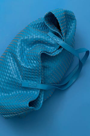 Turquoise Sac de shopping tissé oversize