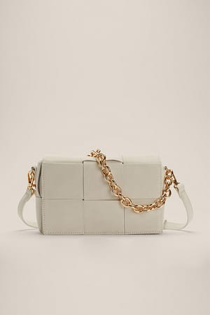 Offwhite Woven Suede Crossbody Bag