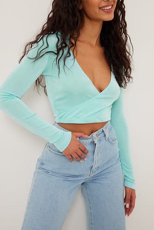 Turquoise Recyceltes Wrap-Top