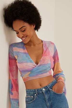 Pink Print Haut portefeuille en maille