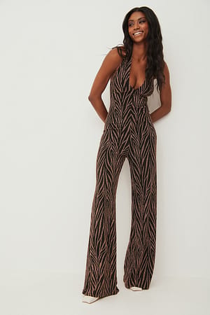 Zebra Romper i lurex med zebramønster