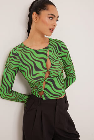 Zebra Green Side Button Detailed Top
