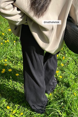 Black Soft Cotton Elastic Waist Trousers