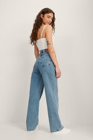 Mid Blue Wide Leg Skater Denim