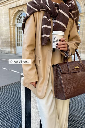 Natural Maxi Oversized PU Blazer