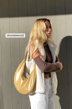 Offwhite Kort teddy-väst