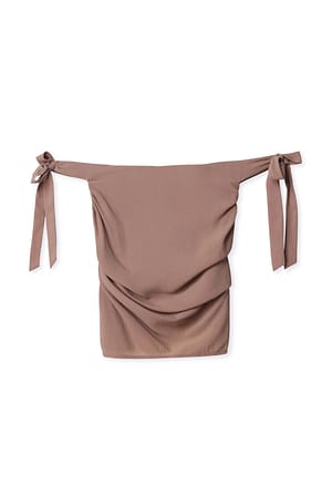 Taupe Topp med off-shoulder och knytdetalj