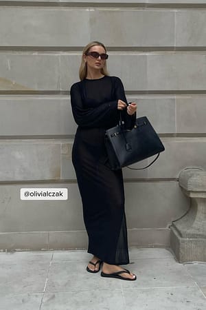 Black Maxi-jurk met open rug