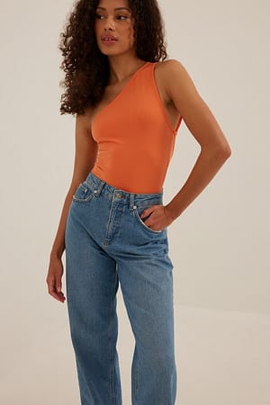 Orange Body med en skuldra och band bak