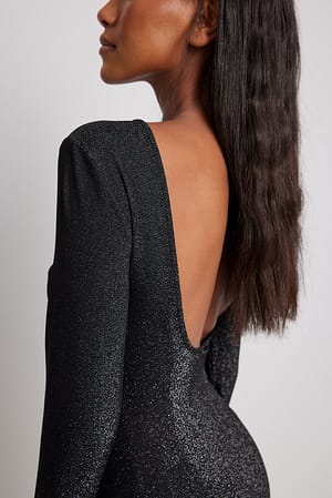 Black Jersey minikleid mit offenem Rücken