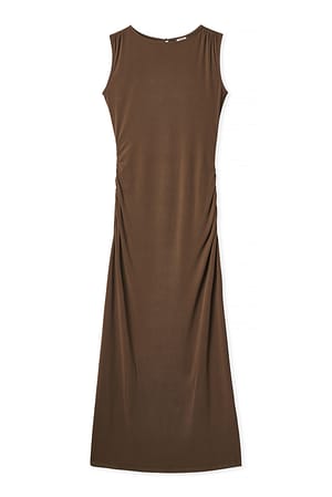 Brown Open Back Maxi Dress