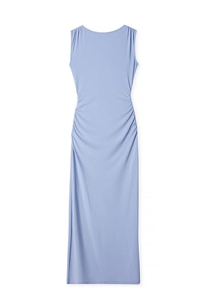 Dusty Blue Open Back Maxi Dress