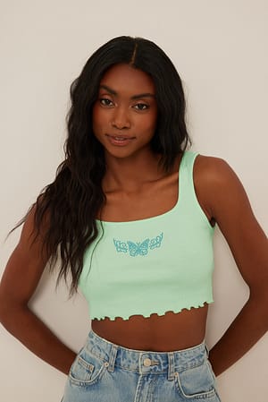 Mint Organic Detail Cropped Singlet